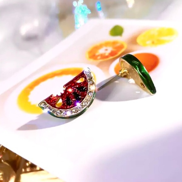 “One In A Melon” Watermelon Diamond Summer Earring - Picture 4 of 9
